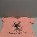 Women's I'm Fine Everything is Fine T-Shirts Short Sleeve Sayings Loose Fit Casual Cute Cat Graphic Tee Blouse Tops (X-Large)