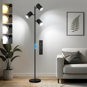 4000LM LED Tree Floor Lamp, 36W Super Bright Reading Lamp with Remote, Dimmable Tall Standing Light with 3 Rotatable Heads & 6 Color Temperatures, Modern Floor Lamps for Living Room Bedroom Office