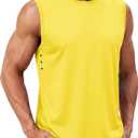 TACVASEN Sleeveless Shirts for Men Tank Tops Quick Dry Workout Muscle Shirt (Yellow, XL)