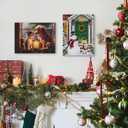 Synovana 16" x 12" LED Lighted Canvas Christmas Lighted Wall Art Canvas Dcor Lighted Up Xmas Wall Art Prints for Living Dining Room Decor