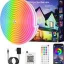 Neon Rope Lights,65.6FT RGB LED Strip Lights, App Control, IR Remote, Music Syncing, Outdoor IP67 Waterproof, Flexible Strip Cuttable for Bedroom, Gaming, Party(2 Rolls of 32.8FT)