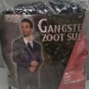 EraSpooky Men's 1920s Gangster Costume Wide Pin Stripe Suit Include Jacket Pants Shirt Front with Attached Necktie (Medium, Black)