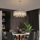Luxury Crystal Chandelier, 24" Modern Round Dining Room Chandeliers Over Table8 Lights Chrome Ceiling Pendant Ceiling Lighting for Living Room Bedroom Entryway Foyer Staircase