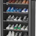 Calmootey 9 Tier Shoe Rack Organizer, Portable Shoe Shelf with Nonwoven Fabric Cover for Closet Hallway, Bedroom, Entryway, Grey