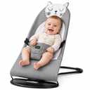 Foldable Baby Bouncer, Baby Seat with 3 Adjustable Heights, Portable Newborn Rocker, Ergonomic Bouncy Seat for Natural Bounce, Bouncer for Babies 0-18 Months, Soft Cotton