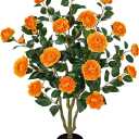 3ft Artificial Camellia Tree Fake Camellia Plant with Orange Flowers