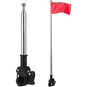 DECHOUS 2Pcs Telescoping Bicycle Safety Flag Pole: 51 Inch Stainless Steel Bike Flagpole Mount Holder for Motorcycle Golf Cart Wheelchairs ATV Dirt Bike Trailers Cycling Accessories