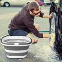 Large Collapsible Mop Bucket, 16L(4.2 Gallon) Plastic Bucket for House Cleaning, Car Washing, Silicone Cleaning Supplier Organizer, Portable Basket with Handle for Laundry Storage, RV Camping, Fishing