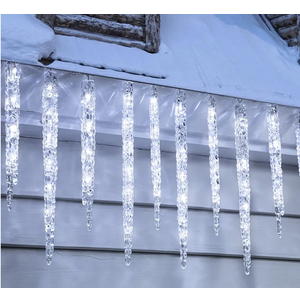 Minetom Icicle Lights Outdoor with Clips, 20ft 100 LED 20 Tubes Twinkling White Christmas String Lights, Connectable Waterproof Hanging Icicle String Light Plug in for Eave Holiday Outdoor