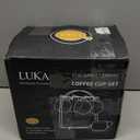 LUKA Ceramic Coffee Espresso Cups with Saucers Set with Metal Holder, 4 oz Porcelain Demitasse Cups For Espresso, Latte, Coffee, Cafe Mocha, Tea, Set of 6, Stripe White & Black