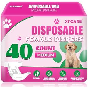 XPCARE 40 Count Disposable Female Dog Diapers, Super Absorbent, Leak Proof, Dog Diapers,Dog Period Diaper Female, for Incontinence, Estrus Female Dogs (Medium)