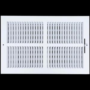 12x10 Supply Air Vent Cover 2-Way Grille for Wall or Ceiling Duct Opening - Flat Stamped Face Air Diffuser by HVAC Premium - White - Overall Size: 13.75" x 11.75"