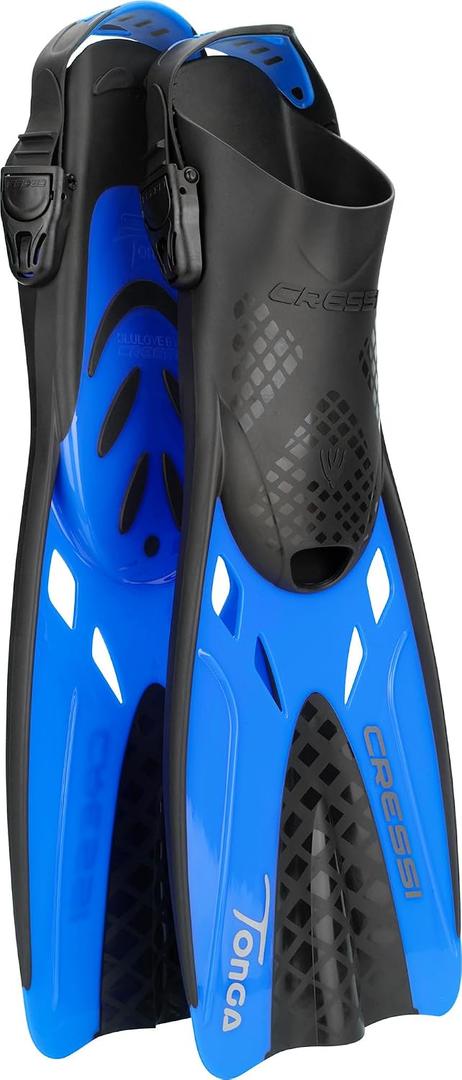 Cressi Adult Adjustable Snorkeling Fins with Ultra Resistant Buckles, Very Light, Ideal for Traveling - Tonga: Designed in Italy, 
L-XL