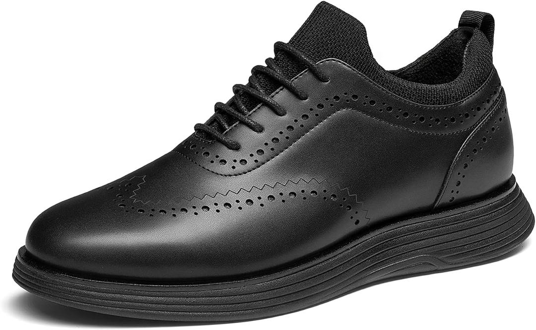 Bruno Marc Men's MaxFlex Dress Sneakers Oxfords Casual Wingtip Brogue Shoes (8.5, All Black)