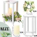 Hushee 60 Pcs Wooden Wedding Lantern Centerpiece Integrated Holders with Candles and Wreaths Rustic Wooden Candle Lantern Decor for Wedding Party Table Valentine Decor (White)