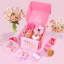 Happy Birthday Gifts for Women, Girls, Pink Birthday Gift Basket for Women, Birthday Gifts Basket for Her, Mom, Sister, Best Friend, Wife, Girlfriend, Coworker, Floral Daisy Glass Cup