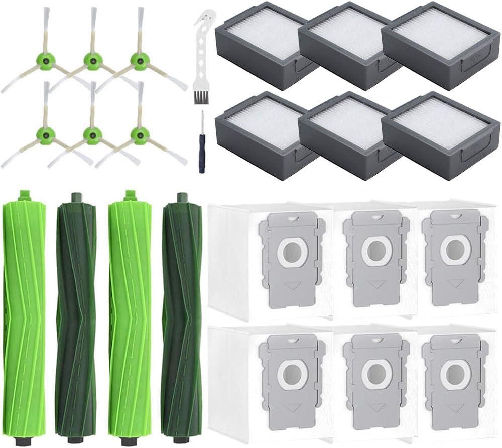 25 Pack Replacement Parts for iRobot Roomba Combo 10 Max,Combo j9+,Combo j7+/Plus Vacuum (Only Combo series), 2 Brushes+3 Mop Pads+6 Filters&Side Brushes&Bags