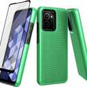 Ailiber for HMD Vibe 4G TA-1590 Case, with Screen Protector, Dual Layer Shockproof Protective, Silicone Bumper Non Slip Back, Heavy Duty Rugged Cell Phone Cover for HMD Vibe 4G N159V[Not Fit 5G]-Green