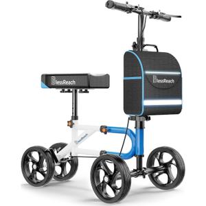 Knee Scooter，Knee Scooter for Adults for Foot Surgery，Knee Walker for Foot Injuries Compact Crutch Alternative with Dual Braking System, Shiny Blue