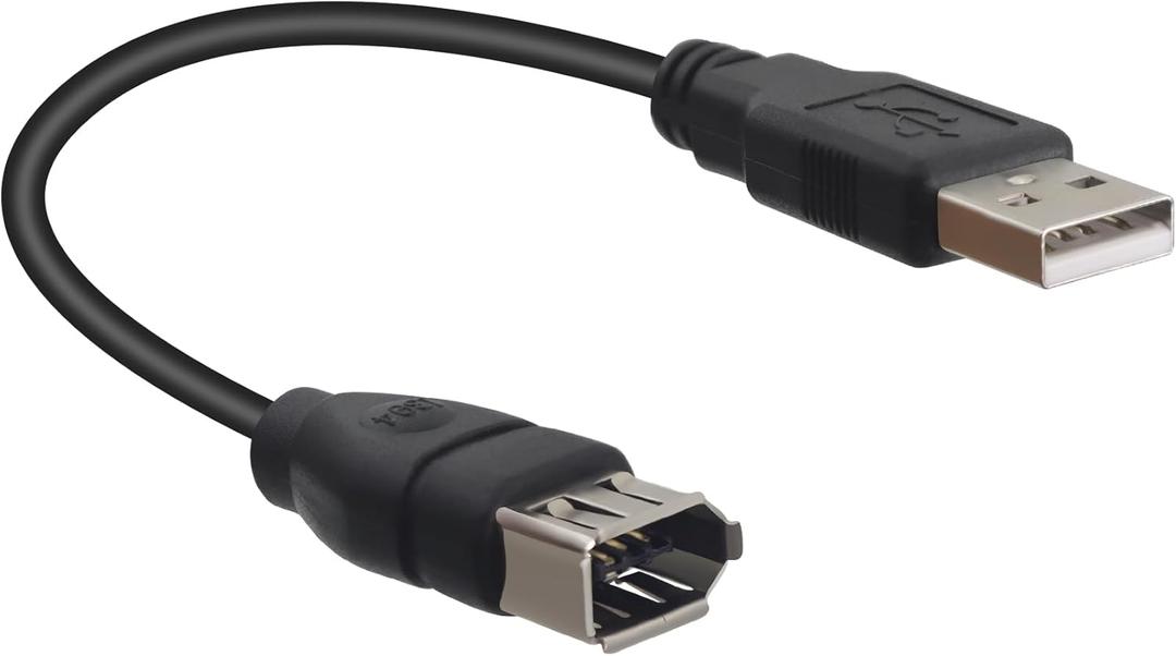 RIIEYOCA 20cm USB 2.0 Type A Male to IEEE 1394 Firewire 6Pin Female Data Adapter Converter Cord for Digital Camera,Camcorder,Laptop,DV,Black