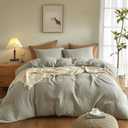 SE SOFTEXLY Muslin Duvet Cover King Size, 100% Washed Cotton Duvet Cover Set, Ultra Soft Comforter Cover Linen Like, 3 Pieces Minimalist Gauze Duvet Cover with 2 Pillowcases, 90"x104", Nature
