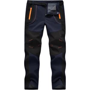 TBMPOY Men's Snow Ski Hiking Pants Waterproof Winter Fleece Lined Pants Camping Skiing Ice Fishing Pants with Belt (X-Large, A1-thick Navy)