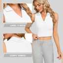 CLOZOZ Womens Tank Tops Polo Crop Top V Neck Ribbed Sleeveless Tops Collar Shirts Womens Crop Tops Polo Cropped Tank Trendy (White, XS)