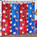 4 Pack Baseball Tinsel Foil Fringe Curtains Backdrop Party Decorations, Blue and White Red Door Streamers Banner Sports Themed Birthday Party Decor Supplies for Boys Favor