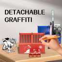 Flame-Shaped Pencil Holder (Includes 3 Flame-Themed Mini Figurines) Fun Office Desk Decor Accessory Gift for Teachers and Children (Green and light blue)