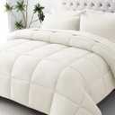 JOLLYVOGUE Queen Comforter Set, Ultra-Soft Bed in a Bag Queen Size 7 Pieces, Oeko-TEX Certified Bedding Set with Down Alternative Comforter, Sheets, Pillowcases & Shams, Ivory