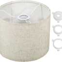 Small Lamp Shade, 9.8" Top x 9.8" Bottom x 7.9" High Beige Linen Small Drum Lampshade, Beige Large Drum Lamp Shades for Table Lamps Floor Lamps ChandelierLamp, Easy Assembly Required