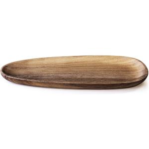OHOM Foree Wooden Long Plate  Acacia Wood Serving Tray | 11.9 x 4.9 in Handcrafted Solid Wood Platter for Appetizers, Snacks & Home Dcor Display