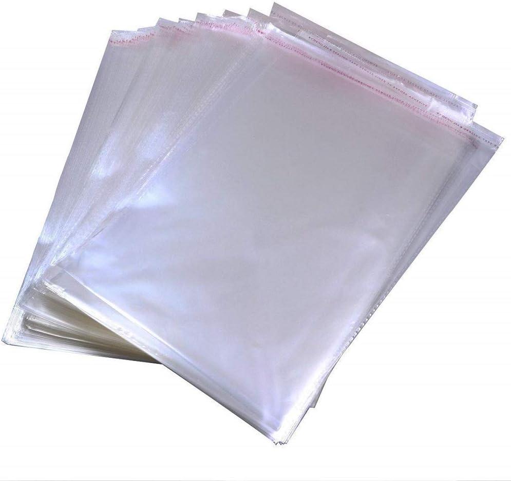 100 Pcs 8" x 10" Self Seal Clear Cellophane Bags Resealable Plastic Apparel Bags Perfect for Packaging Clothing, T-Shirt, Brochure, Prints, Handicraft Gift Bags