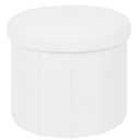 BoxedHome Dorm Room Storage - Round Cute Ottoman with Storage, Boucle Foot Stool Footrest for Lving Room, Support 220lbs, White 15"x 15" x12.6"