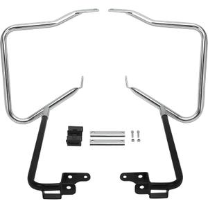 ECOTRIC Saddlebag Bracket Guard Bars Compatible with 2014-2024 Harley Davidson Touring Street Road Glide FLH Saddle Bags Guard Support Bar Mount Chrome & Black
