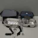 Vingud Electric Lunch Box for Adults, Heated Lunch Box for Men Women with Dual 1.5L SS Containers, Portable 80W Food Warmer for Car/Truck, Lonchera Elctrica Porttil Christmas White Elephant Gifts (Velvet+Blue)