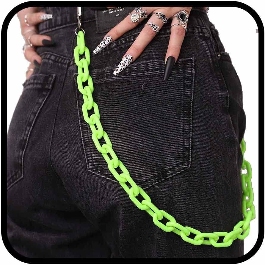 Bounzhi Hip Hop Jeans Pants Chain Goth Punk Acrylic Link Belt Chain Y2k Chunky Thick Purse Chains for Women Man