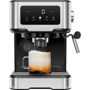 Chefman Chefman CraftBrew Espresso Machine, 15 Bar Pump Digital Coffee Maker with Steam Rod for Lattes and Cappuccino, Compact with 1.8L Removable Water Tank - Stainless Steel