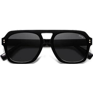 SOJOS Retro Thick Polarized Aviator Sunglasses for Women Men, Large Trendy Bold Square Pilot Shades SJ2385