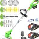 Electric Weed Wacker Cordless, 21V Battery Powered Weed Eater with Charger & 2 Batteries, Stringless Weed Whacker with Metal Blade, Light Weight 3 in 1 Grass Trimmer Edger Brush Cutter for lawn Garden