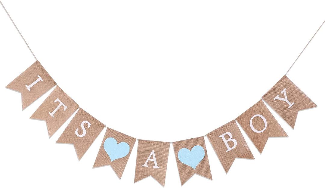 Burlap Banner for Baby Boy Shower - Baby Boy Shower Decorations,Its A Boy Burlap Banner,Best Boys Birthday Party Supplies (Its A Boy Burlap Banner)