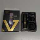 Groin & Body Hair Trimmer for Men - Electric Shaver for Pubic Hair, Chest, Legs - Ball Pubic Groomer, LED Light, Replaceable Ceramic Blade Heads, USB-C Recharge Dock, Waterproof Hygiene Razor (Gold)