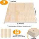 3Pcs Wood Pegboard Drawer Organizer with 32 Pegs Wooden Peg Board System for Kitchen Dishes Plate 17 x 5.91 in Natural Wood Color