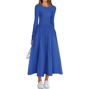 Casual Long Sleeve Dresses Spring Dresses 2025 Wedding Guest Dress Midi Dress Flowy Bohemian Long Dress, Size Large