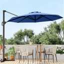 GarveeLife 10 ft Patio Umbrella Outdoor Large Cantilever Umbrella w/Base Included Market Sun Shade Windproof Offset Umbrella with 360-Degree Rotation for Garden Deck Pool Patio, Navy Blue