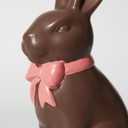 DN DECONATION Easter Decoration Bunny Decor - Spring Easter Brown Rabbit Sculpture, Ceramic Statues with Pink Bow for Farmhouse Home Decor Tabletop Shelf Mantel Dining Table Centerpiece (Set of 1)