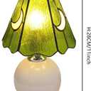 Tiffany Style Stained Glass Mushroom Table Lamp, Cute Small Bedside Night Light for Bedroom Living Room, Unique Aesthetic Home Decor Gift for Girls Women Birthday (Green)