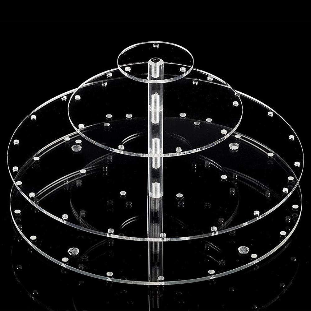YestBuy Acrylic Cake Pop Display Stand, 30 Hole Clear Acrylic Lollipop Holder, 3 Tiered Round Cake Pop Holder For Weddings, Birthday Parties, Anniversaries Gift, Halloween Candy Decorative (Clear)
