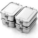 Umigy 4 Pcs Stainless Steel Food Containers Metal Bento Lunch Box Stainless Steel Food Storage Containers, Lockable Clips to Leak Proof, Reusable Dishwasher Snack Boxes for Work (850ml)