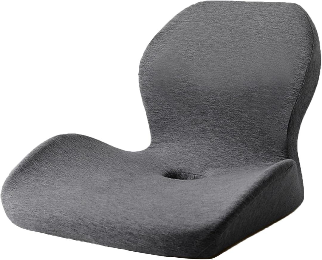Seat Cushion, Memory Foam Chair Seat Cushion with Lumbar Support Back Cushion for Students Coccyx Cushion Office Car Booster Seat Cushion Posture Correction (Enlarged Size, Dark Gray)